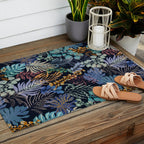 tropical blue night leaves Outdoor Rug Gallery Image 2