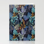 tropical blue night leaves Stationery Card Gallery Image 2