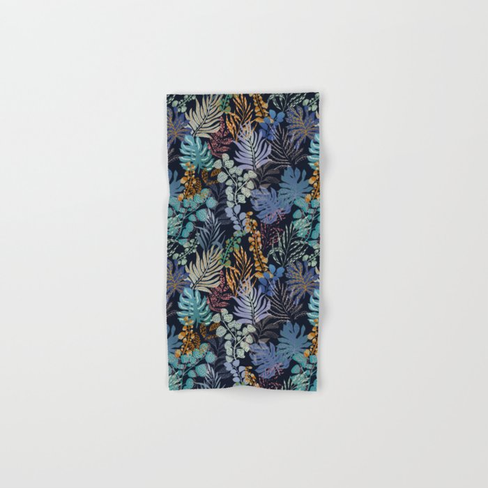 tropical blue night leaves Bath Towel Gallery Image 1