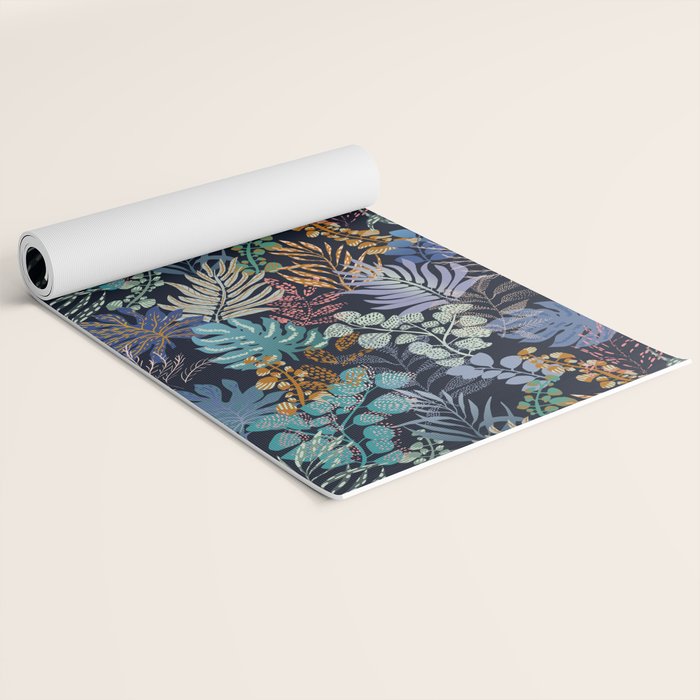 tropical blue night leaves Yoga Mat Gallery Image 2