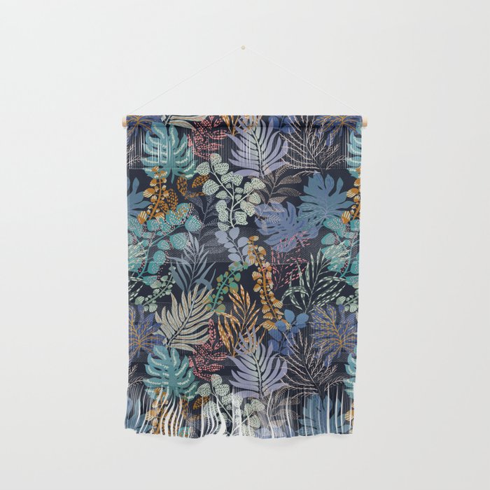 tropical blue night leaves Wall Hanging Gallery Image 1