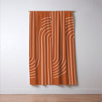 Minimal Line Curvature IX Red Mid Century Modern Arch Abstract Window Curtain Gallery Image 3