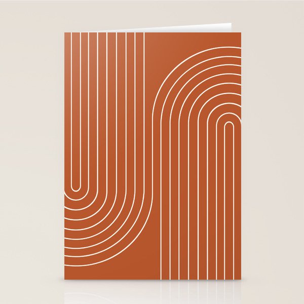 Minimal Line Curvature IX Red Mid Century Modern Arch Abstract Stationery Card Gallery Image 1