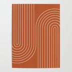 Minimal Line Curvature IX Red Mid Century Modern Arch Abstract Poster Gallery Image 4
