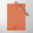 Minimal Line Curvature IX Red Mid Century Modern Arch Abstract Wrapping Paper Gallery Image 1