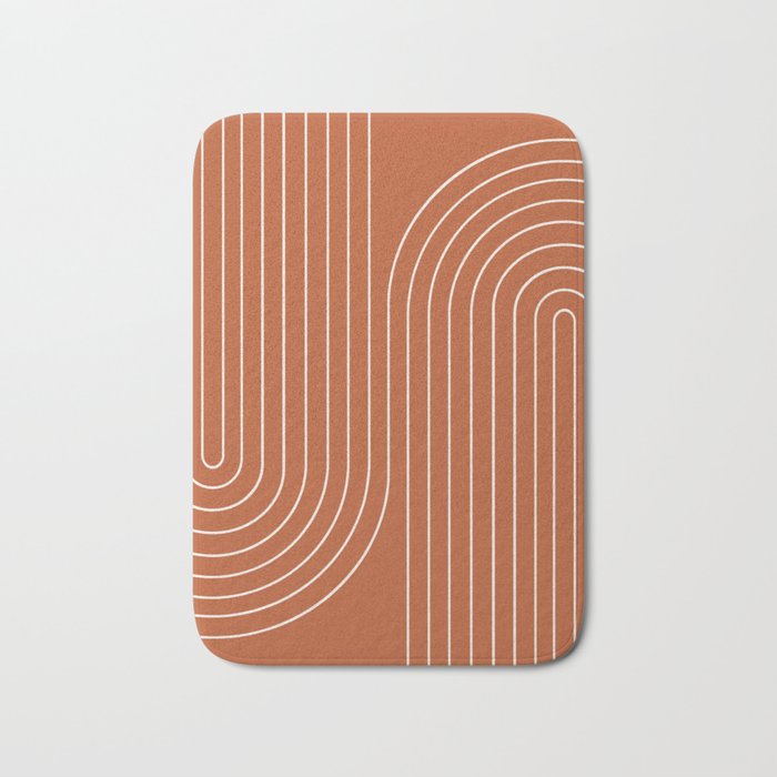 Minimal Line Curvature IX Red Mid Century Modern Arch Abstract Bath Mat Gallery Image 1