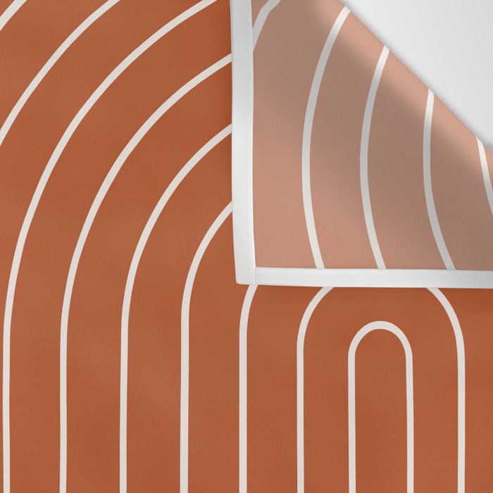 Minimal Line Curvature IX Red Mid Century Modern Arch Abstract Wall Tapestry Gallery Image 3
