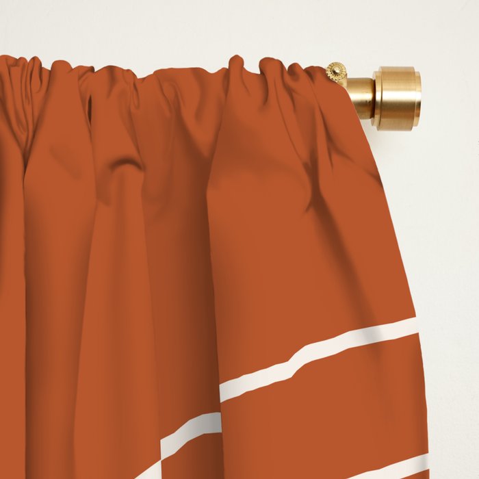 Minimal Line Curvature IX Red Mid Century Modern Arch Abstract Window Curtain Gallery Image 2