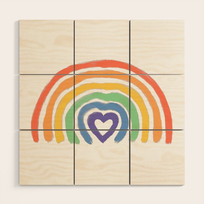 Rainbow Heart Wood Wall Art Gallery Image 1