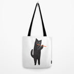 Black cat with flute Tote Bag Gallery Image 2