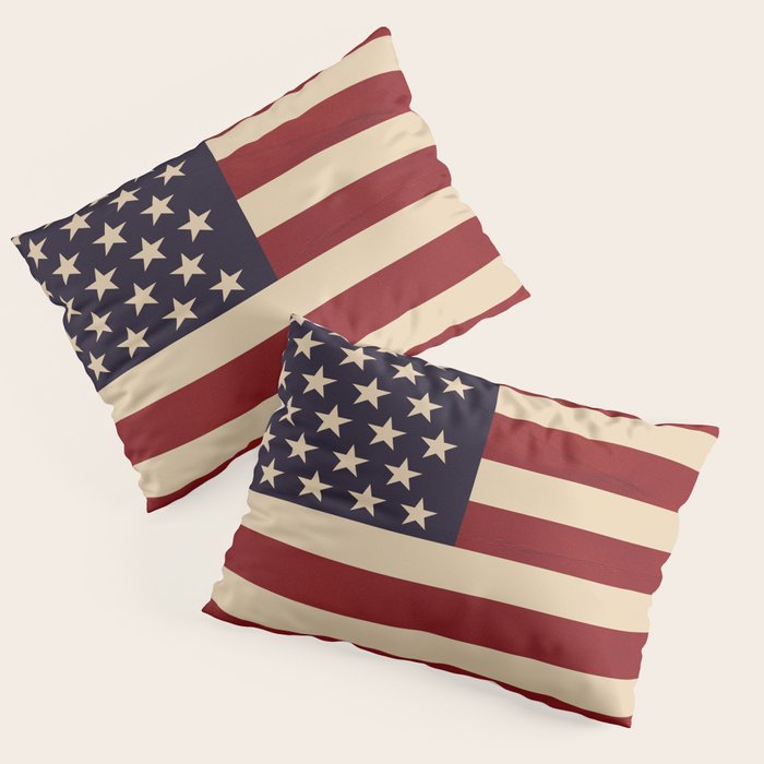 American Flag Vintage Americana Red Navy Blue Beige Pillow Sham Gallery Image 1
