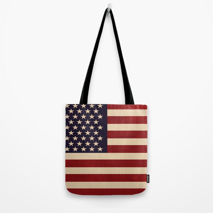 American Flag Vintage Americana Red Navy Blue Beige Tote Bag Gallery Image 2