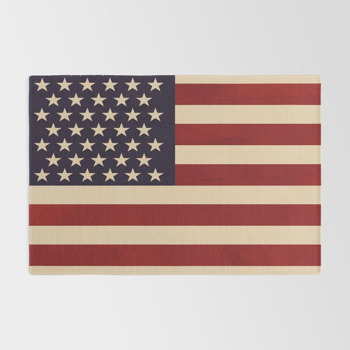 American Flag Vintage Americana Red Navy Blue Beige Rug Gallery Image 2