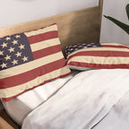 American Flag Vintage Americana Red Navy Blue Beige Pillow Sham Gallery Image 2