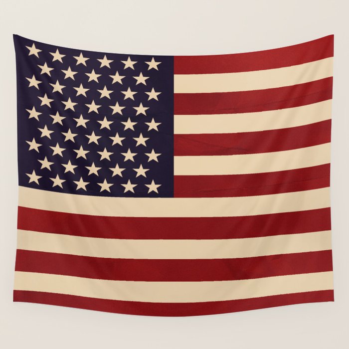 American Flag Vintage Americana Red Navy Blue Beige Wall Tapestry Gallery Image 4