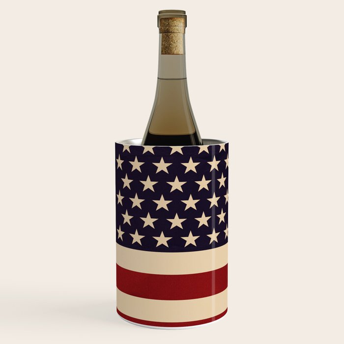 American Flag Vintage Americana Red Navy Blue Beige Wine Chiller Gallery Image 2