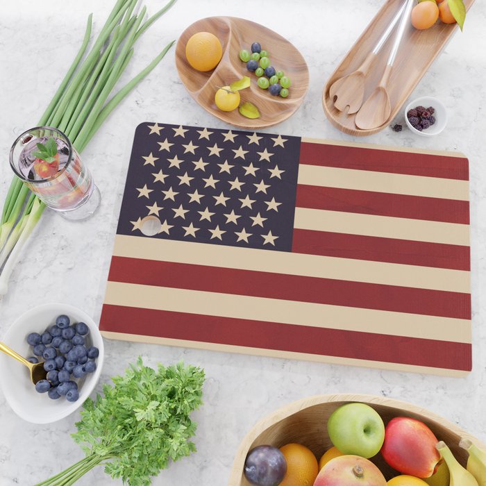 American Flag Vintage Americana Red Navy Blue Beige Cutting Board Gallery Image 2