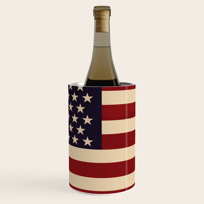 American Flag Vintage Americana Red Navy Blue Beige Wine Chiller Gallery Image 1
