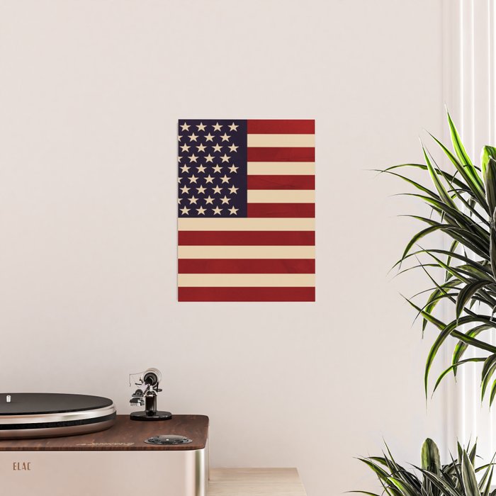 American Flag Vintage Americana Red Navy Blue Beige Poster Gallery Image 2