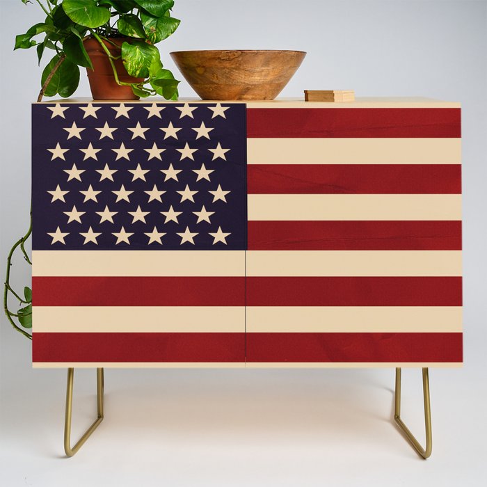 American Flag Vintage Americana Red Navy Blue Beige Credenza Gallery Image 1