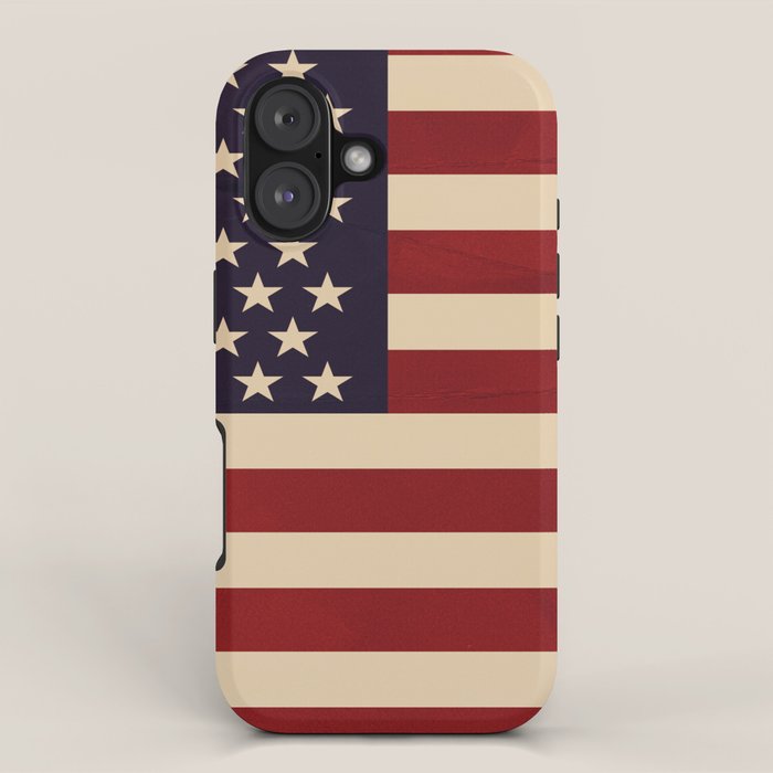American Flag Vintage Americana Red Navy Blue Beige iPhone Case Gallery Image 1