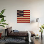 American Flag Vintage Americana Red Navy Blue Beige Wood Wall Art Gallery Image 2