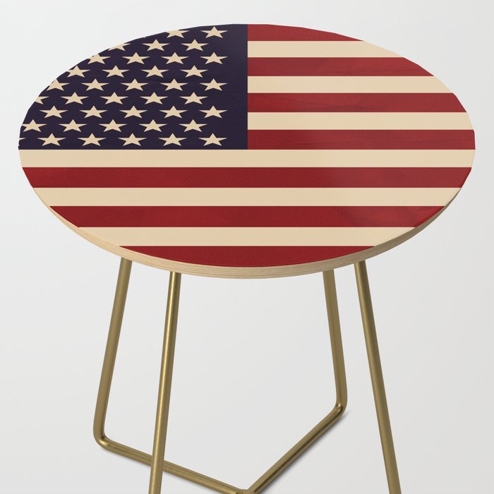 American Flag Vintage Americana Red Navy Blue Beige Side Table Gallery Image 2