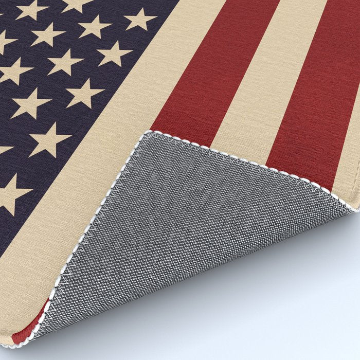 American Flag Vintage Americana Red Navy Blue Beige Rug Gallery Image 4