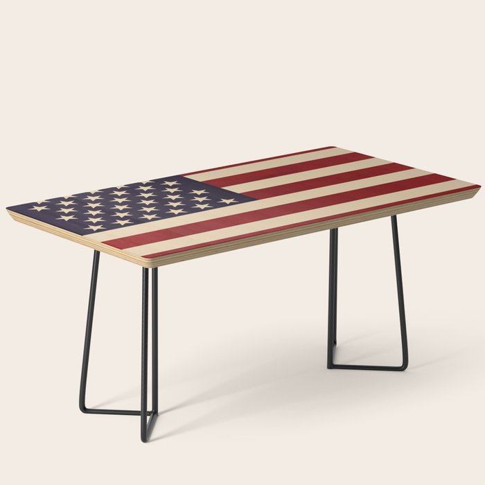American Flag Vintage Americana Red Navy Blue Beige Coffee Table Gallery Image 1