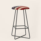 American Flag Vintage Americana Red Navy Blue Beige Stool Gallery Image 1