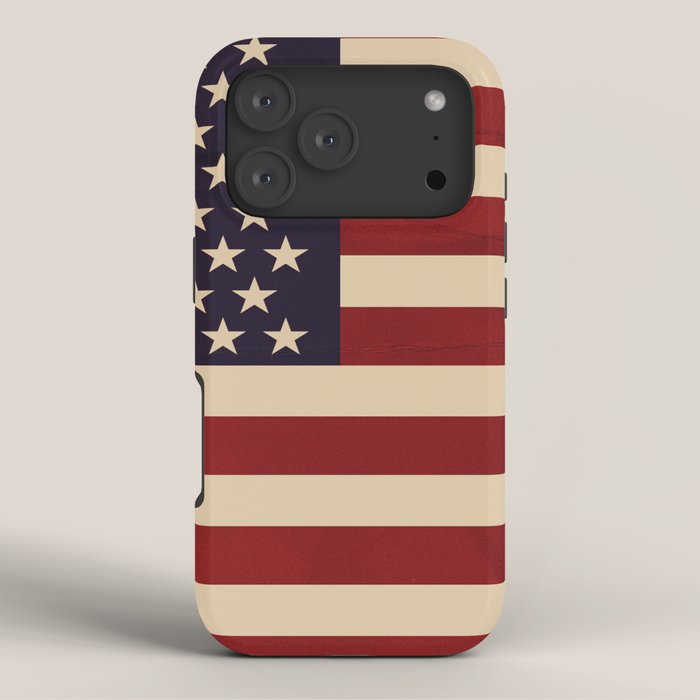 American Flag Vintage Americana Red Navy Blue Beige iPhone Case Gallery Image 3