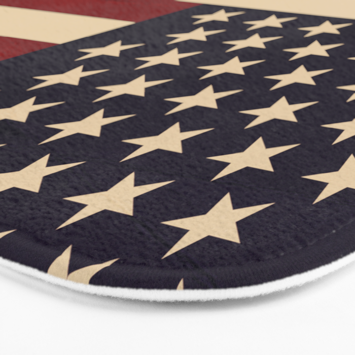 American Flag Vintage Americana Red Navy Blue Beige Bath Mat Gallery Image 3