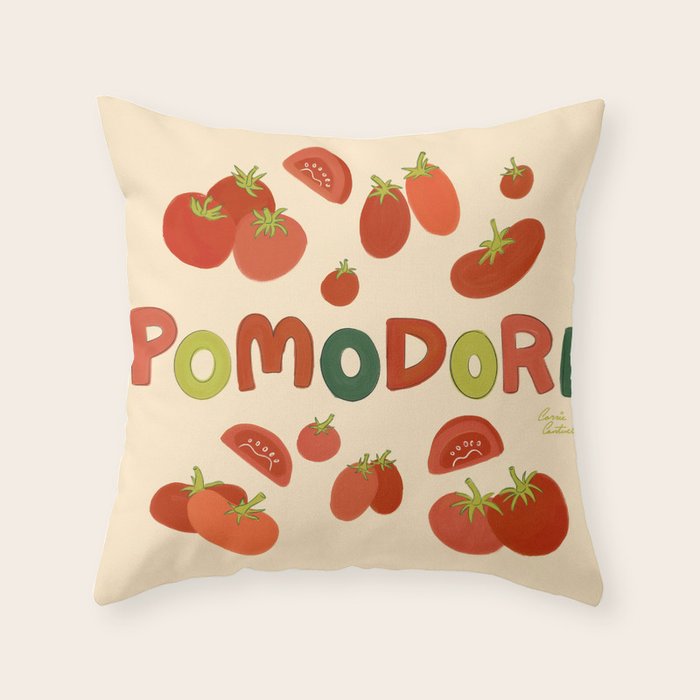 Hand Drawn Italian Roman Pomodori Tomato Classic Mediterranean Art Throw Pillow Gallery Image 6