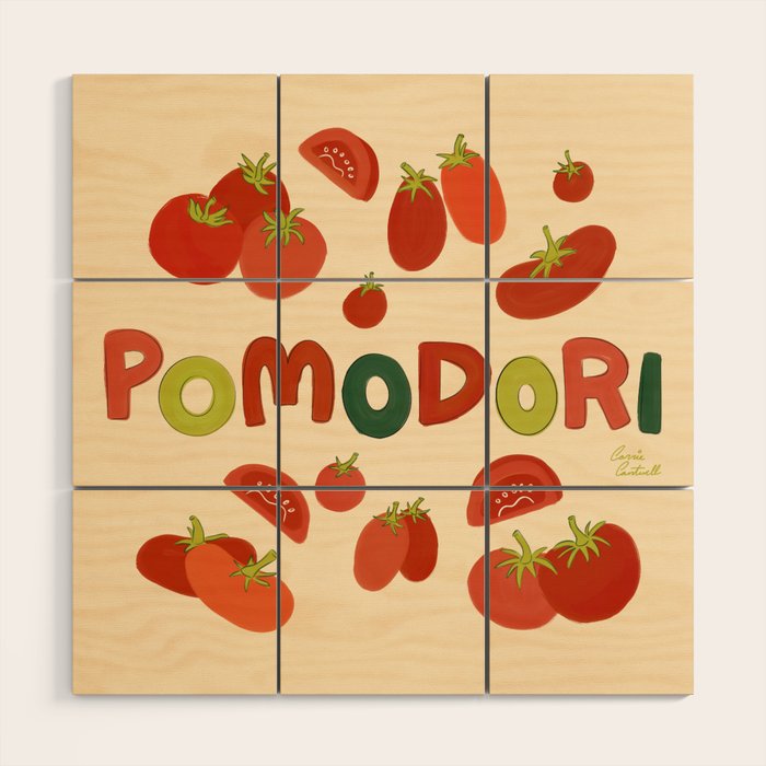 Hand Drawn Italian Roman Pomodori Tomato Classic Mediterranean Art Wood Wall Art Gallery Image 1