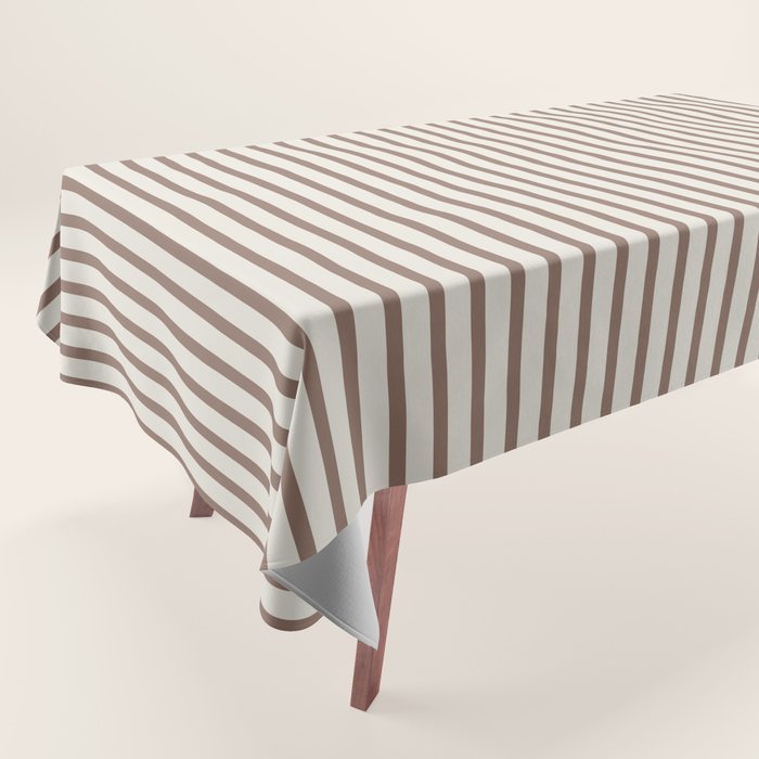 Brown And Cream Striped Tablecloth Gallery Image 1