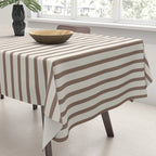 Brown And Cream Striped Tablecloth Gallery Image 3