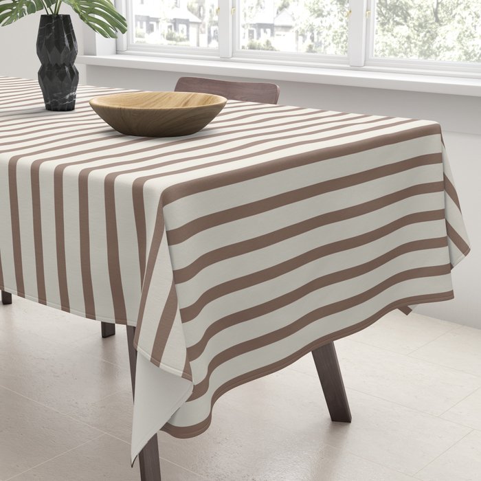 Brown And Cream Striped Tablecloth Gallery Image 3