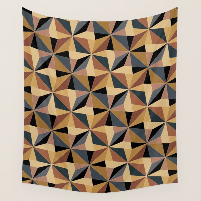 Kaleidoscope Tile Pattern I Bold Neutral Earthy Wall Tapestry Gallery Image 1