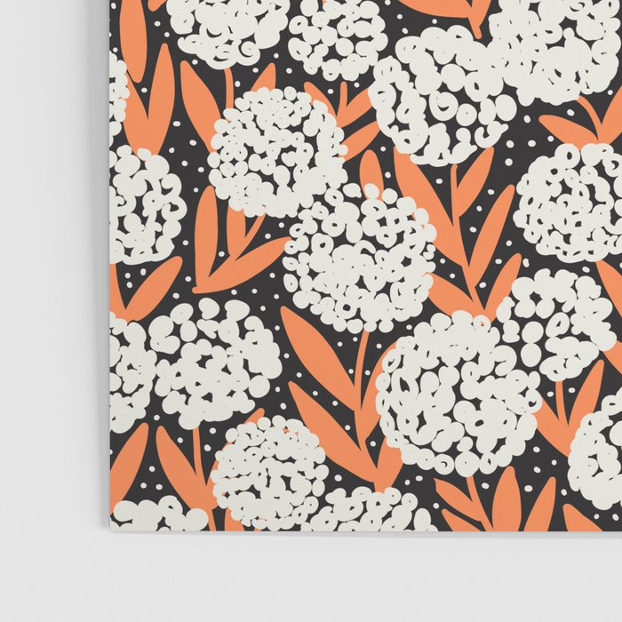 Blooming Abstract White and Orange Allium Flowers on Black Poster Gallery Image 3