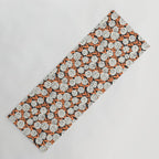 Blooming Abstract White and Orange Allium Flowers on Black Yoga Mat Gallery Image 1