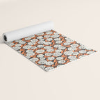 Blooming Abstract White and Orange Allium Flowers on Black Yoga Mat Gallery Image 2