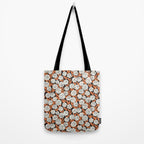 Blooming Abstract White and Orange Allium Flowers on Black Tote Bag Gallery Image 2