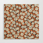 Blooming Abstract White and Orange Allium Flowers on Black Wood Wall Art Gallery Image 1
