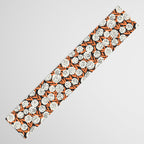 Blooming Abstract White and Orange Allium Flowers on Black Table Runner Gallery Image 3