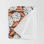 Blooming Abstract White and Orange Allium Flowers on Black Throw Blanket Gallery Image 3