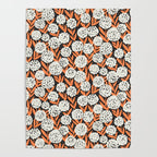 Blooming Abstract White and Orange Allium Flowers on Black Poster Gallery Image 4