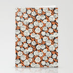 Blooming Abstract White and Orange Allium Flowers on Black Stationery Card Gallery Image 2