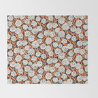 Blooming Abstract White and Orange Allium Flowers on Black Throw Blanket Gallery Image 2