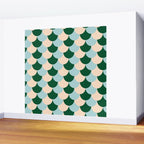 Scale Pattern / Art-deco - Light blue, Green and Cream Wall Mural Gallery Image 2