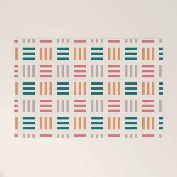 Modern Geometric Color Block Pattern Welcome Mat Gallery Image 1